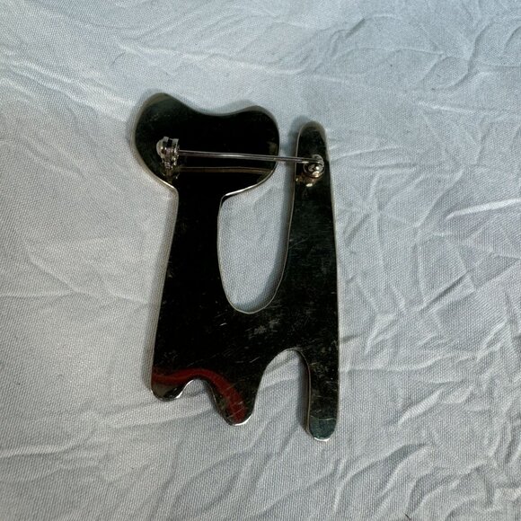 Abstract Cat Brooch Pin With Multicolor Enamel Accents & Silver Tone Finish 1980 - Picture 3 of 6